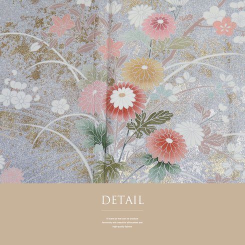 訪問着 リサイクル 身丈163.5cm 裄68.2cm 袷 菊柄 グレー Lサイズ セミフォーマル お洒落 正絹 広衿 Sランク