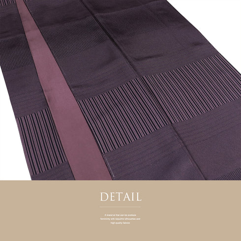 小紋 リサイクル 身丈157.5cm 裄66.8cm 袷 横段柄 パープル Mサイズ お洒落 しつけ糸 正絹 広衿 Bランク