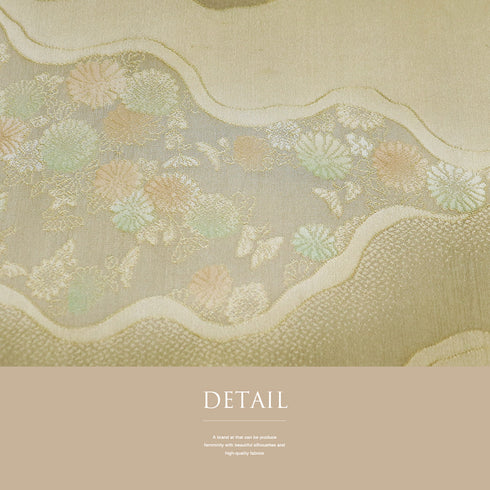 帯締め・帯揚げセット リサイクル お洒落 平組紐 ちりめん ブラウン 正絹 新品・未使用品 ぼかし 花柄