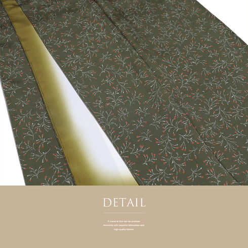 小紋 リサイクル 身丈154.6cm 裄62.4cm 袷 植物柄 グリーン Sサイズ お洒落 カジュアル しつけ糸 正絹 広衿 Bランク