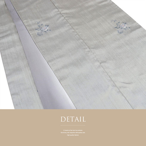 紬 リサイクル 身丈159cm 裄66.4cm 袷 花柄 グレー Mサイズ お洒落 落款 正絹 広衿 Sランク