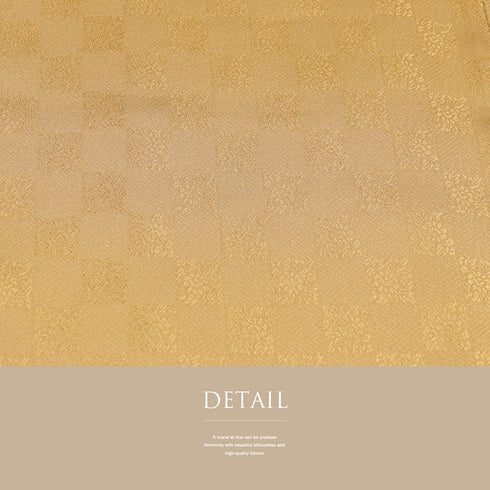 色無地 リサイクル 身丈163.2cm 裄67.2cm 袷 市松柄 イエロー Lサイズ セミフォーマル お洒落 落款 一つ紋 正絹 広衿 地紋あり Sランク