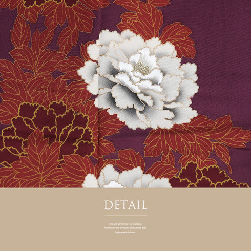 訪問着 リサイクル 身丈154cm 裄65.2cm 袷 牡丹柄 部分刺繍 箔加工 パープル Sサイズ セミフォーマル お洒落 正絹 広衿 Aランク