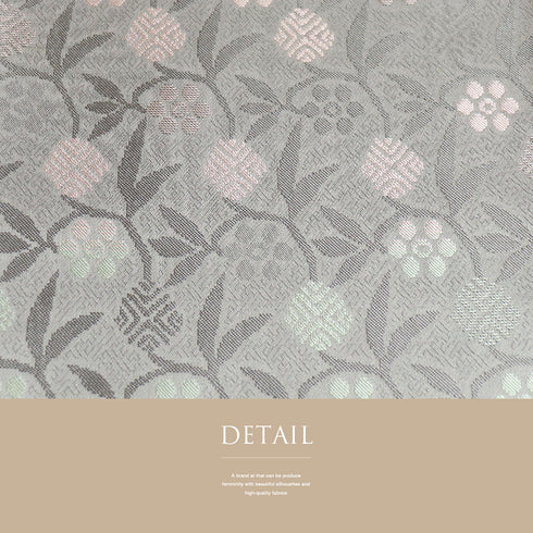 袋帯 リサイクル 帯丈448cm 六通 草花模様 グレー Mサイズ 正絹 Sランク お洒落