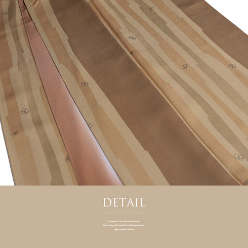 小紋 リサイクル 身丈158.8cm 裄64.4cm 袷 デザイン縞模様 瓢箪柄 ブラウン Mサイズ お洒落 カジュアル 正絹 広衿 Sランク