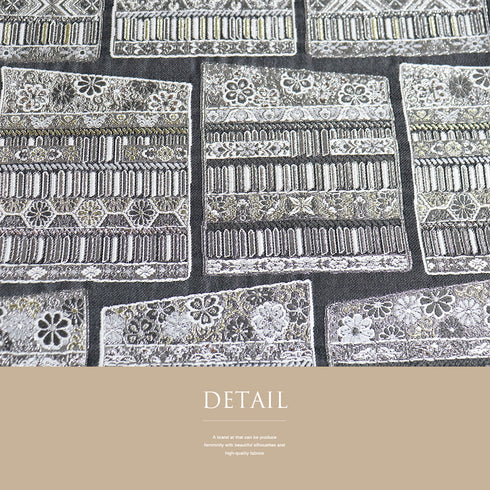 袋帯 帯丈446cm 全通 鎧威柄 ブラック Mサイズ 正絹 Sランク セミフォーマル お洒落