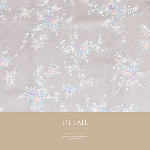 小紋 リサイクル 身丈158.5cm 裄63cm 袷 小花柄 地紋 グレー Mサイズ お洒落 しつけ糸 正絹 広衿 Aランク