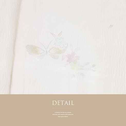 長襦袢 リサイクル 長襦袢 身丈128.7cm 裄64.8cm 袷 蝶に桜模様の地紋 ベージュ Mサイズ しつけ糸 正絹 Aランク