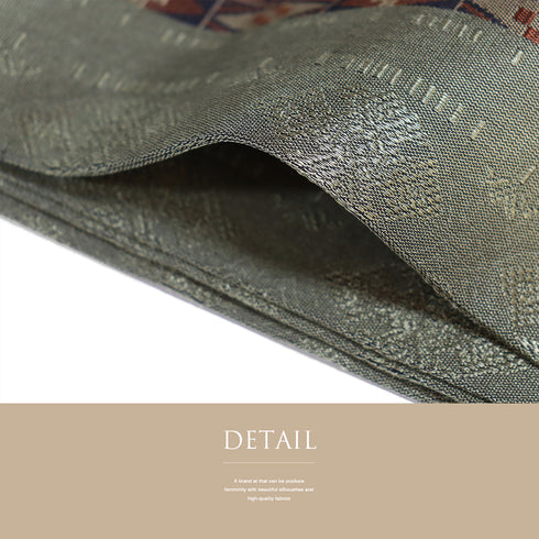 名古屋帯 リサイクル 帯丈365cm 全通 縦縞柄 グリーン Mサイズ 正絹 Sランク お洒落 カジュアル