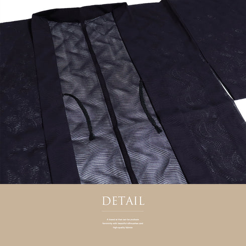 羽織 リサイクル 身丈81cm 裄65cm 単衣 地紋 透け物 パープル Mサイズ お洒落 不明 Sランク