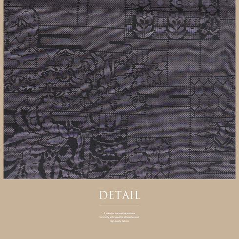 紬 リサイクル 身丈161.5cm 裄65cm 袷 草花柄 パープル Lサイズ お洒落 カジュアル 正絹 広衿 Aランク