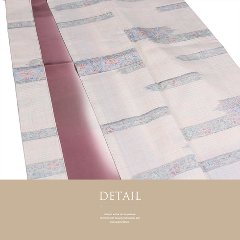 紬 リサイクル 身丈162.2cm 裄65cm 袷 花柄 アイボリー Lサイズ お洒落 カジュアル 正絹 広衿 Sランク