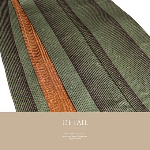 小紋 リサイクル 身丈158.3cm 裄64.6cm 袷 縞にたたき模様 お洒落八掛 グリーン Mサイズ お洒落 しつけ糸 正絹 広衿 Sランク