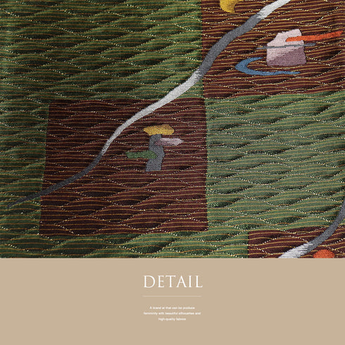 袋帯 リサイクル 帯丈436cm 六通 西陣織 枯山水 グリーン Mサイズ 正絹 新品・未使用品 お洒落