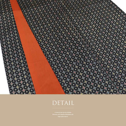 小紋 リサイクル 身丈155.7cm 裄63.2cm 袷 小花柄 ブラック Mサイズ お洒落 カジュアル 正絹 広衿 Sランク