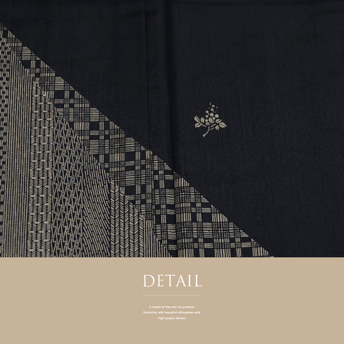 付下げ リサイクル 身丈151.3cm 裄62.6cm 袷 紬 小紋寄せ柄 染め ブラック Sサイズ お洒落 正絹 広衿 Sランク