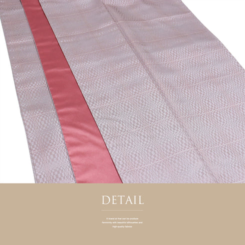 紬 リサイクル 身丈167.3cm 裄68.4cm 袷 デザイン格子柄 ピンク LLサイズ お洒落 カジュアル しつけ糸 正絹 広衿 Sランク