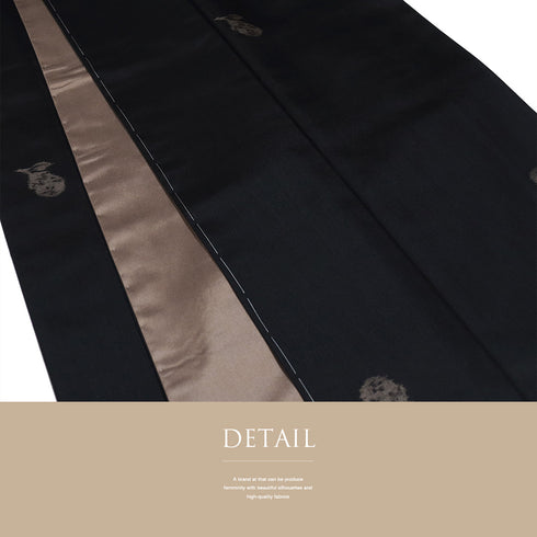 紬 リサイクル 身丈168.5cm 裄66.6cm 袷 茄柄 ブラック LLサイズ お洒落 カジュアル しつけ糸 正絹 広衿 未使用品