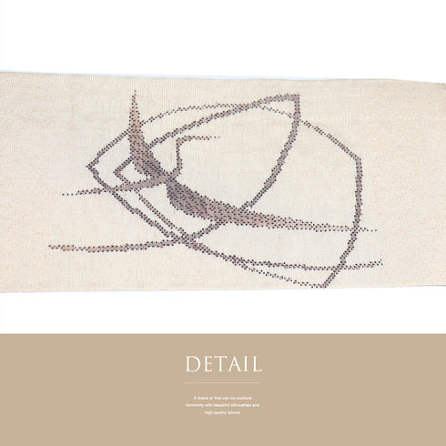 名古屋帯 リサイクル 帯丈373.2cm ポイント柄 デザイン鳥 ベージュ Mサイズ 正絹 Sランク お洒落 カジュアル