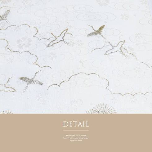 長襦袢 リサイクル 長襦袢 身丈133cm 裄66.8cm 袷 絵羽柄 半衿なし 鶴や松柄 地紋 ホワイト Lサイズ フォーマル 正絹 Aランク