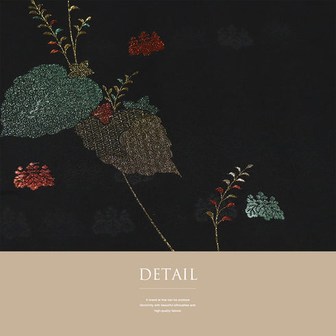 黒羽織 リサイクル 身丈81.5cm 裄64.8cm 袷 デザイン桐柄 地紋 ブラック Mサイズ フォーマル セミフォーマル 一つ紋 正絹 Sランク