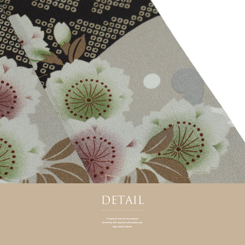 半巾帯 リサイクル 帯丈398cm 全通 鶴や波や花柄 両面柄 撫松庵 グレー SSサイズ 正絹 Sランク カジュアル お洒落