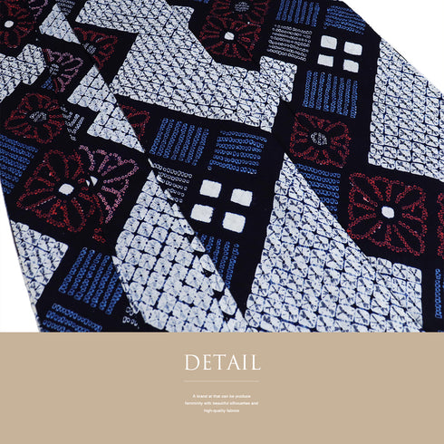 浴衣 リサイクル 夏着物 身丈154.5cm 裄63cm 夏物 菱形模様 絞り ネイビー Sサイズ カジュアル 木綿 洗える着物 バチ衿 Sランク