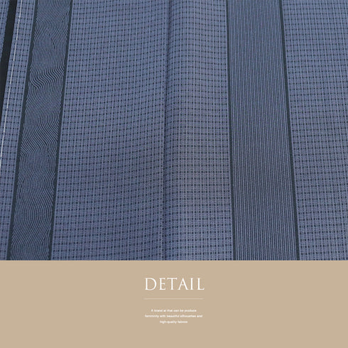 付下げ リサイクル 身丈161.7cm 裄68.6cm 袷 ・格子柄 縞柄 ゆったり ブルー Lサイズ お洒落 落款 しつけ糸 正絹 広衿 Sランク