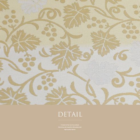 袋帯 リサイクル 帯丈444cm 六通 葡萄柄 西陣織 ベージュ Mサイズ 正絹 新品・未使用品 セミフォーマル お洒落