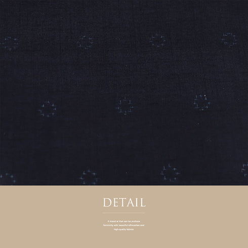 結城紬 リサイクル 身丈163.5cm 裄65.6cm 袷 絣丸輪柄 ネイビー Lサイズ お洒落 カジュアル 証紙 しつけ糸 正絹 広衿 Sランク