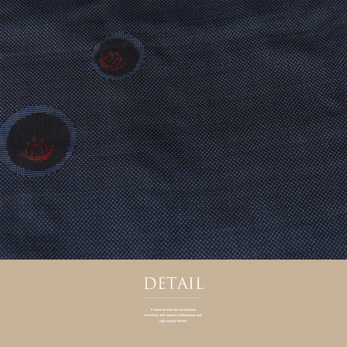 紬 リサイクル 身丈154.3cm 裄62.2cm 袷 ネイビー Sサイズ お洒落 正絹 広衿 Sランク