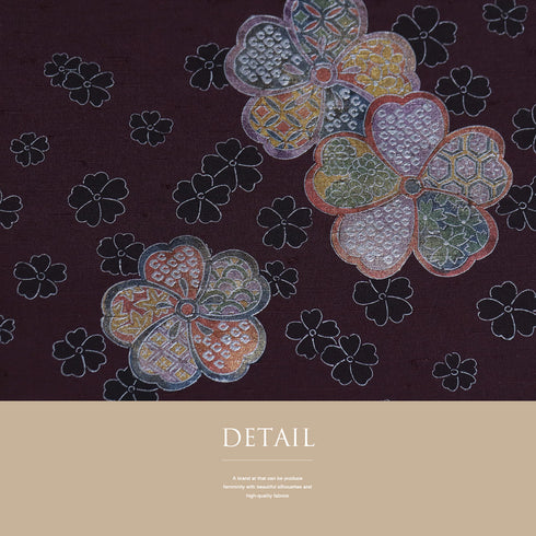 名古屋帯 リサイクル 帯丈364.5cm ポイント柄 捻梅柄 紬 パープル Mサイズ 正絹 Sランク カジュアル お洒落