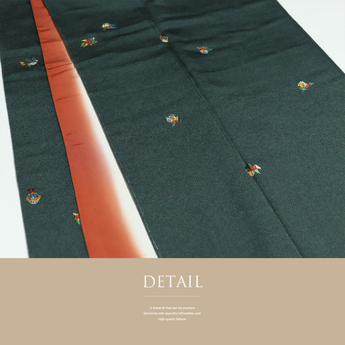 小紋 リサイクル 身丈152.8cm 裄62cm 袷 鳥柄 刺繍 グリーン Sサイズ お洒落 カジュアル 正絹 広衿 Sランク