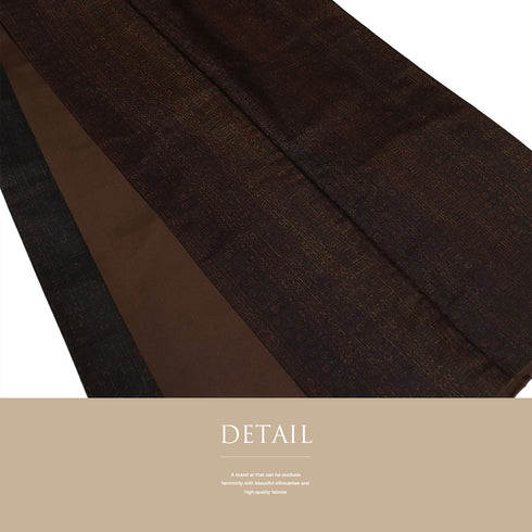 訪問着 リサイクル 身丈158.5cm 裄63.2cm 袷 紬 ブラウン Mサイズ お洒落 正絹 広衿 Sランク