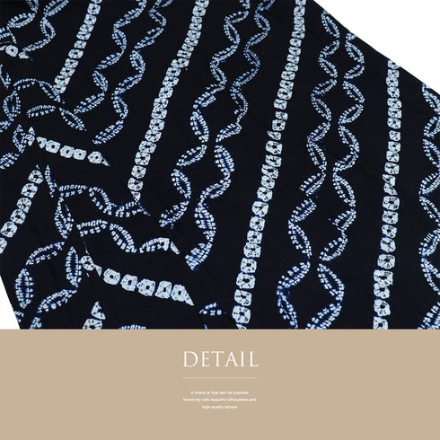 浴衣 リサイクル 夏着物 身丈151.5cm 裄65.2cm 夏物 絞り 七宝柄 ブラック Sサイズ カジュアル 木綿 洗える着物 バチ衿 Bランク