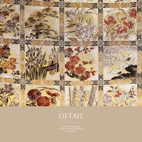 袋帯 リサイクル 帯丈452cm 六通 格天井柄 刺繍 ゴールド Lサイズ 正絹 新品・未使用品 フォーマル セミフォーマル