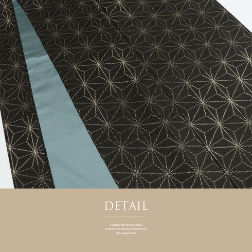 大島紬 リサイクル 身丈159.8cm 裄62.7cm 袷 麻の葉模様 ブラウン Mサイズ お洒落 カジュアル しつけ糸 正絹 広衿 Sランク