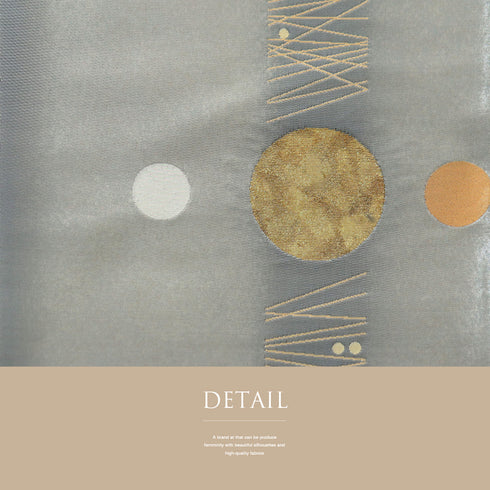 袋帯 リサイクル 帯丈440cm ポイント柄 幾何学模様 じゅらく黄金繭 シルバー Mサイズ 正絹 Aランク お洒落