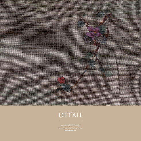 大島紬 リサイクル 身丈155.3cm 裄63cm 袷 花枝柄 ぼかし ブラウン Sサイズ カジュアル お洒落 正絹 広衿 Sランク