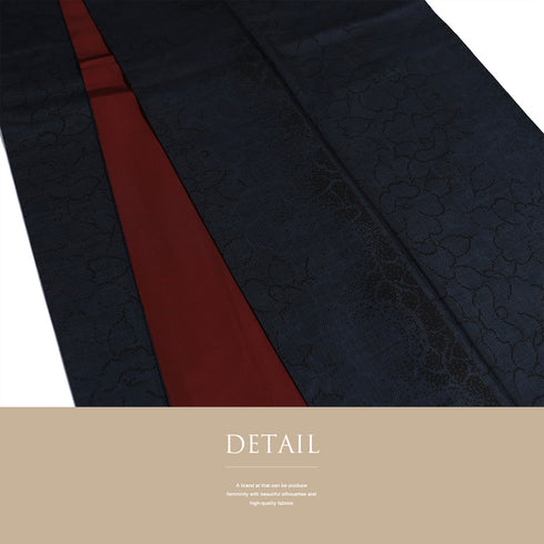 紬 リサイクル 身丈166.7cm 裄64.6cm 袷 花柄 縦ぼかし ネイビー LLサイズ お洒落 カジュアル 正絹 広衿 Sランク