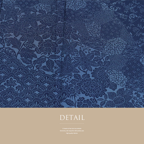 訪問着 リサイクル 身丈156.2cm 裄64.4cm 袷 竹に雀や花模様 ネイビー Mサイズ お洒落 正絹 広衿 Aランク