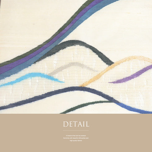 名古屋帯 リサイクル 帯丈371cm ポイント柄 デザイン線模様 ベージュ Mサイズ 正絹 Sランク お洒落