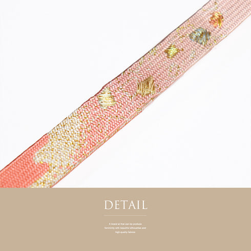 帯締め・帯揚げセット リサイクル フォーマル 平組紐 綸子 ピンク 正絹 新品・未使用品 桜柄 千鳥格子地紋