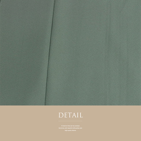 色無地 リサイクル 身丈155cm 裄68.4cm 袷 グリーン Sサイズ セミフォーマル 一つ紋 しつけ糸 正絹 広衿 Sランク