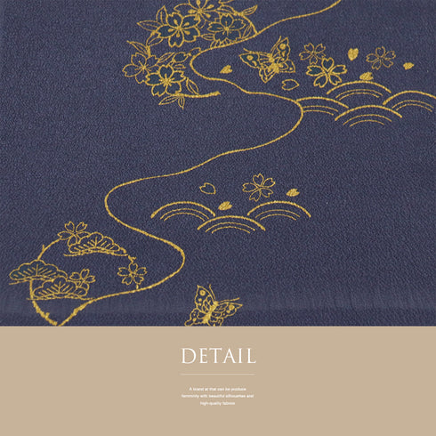 帯揚げ リサイクル お洒落 ちりめん 正絹 ネイビー 桜や蝶柄 未使用品