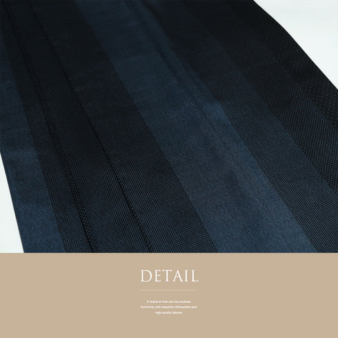 紬 リサイクル 夏着物 身丈155.5cm 裄65.2cm 夏物 夏物 絣寄せ柄に縞模様 ネイビー Mサイズ カジュアル お洒落 混合 洗える着物 広衿 Sランク