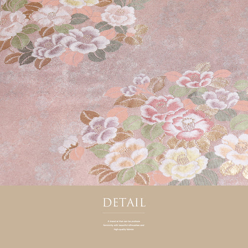 名古屋帯 リサイクル 帯丈365cm ポイント柄 椿や梅柄 花柄 ピンク Mサイズ 正絹 新品・未使用品 お洒落