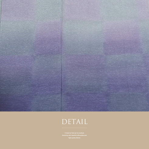 訪問着 リサイクル 身丈160cm 裄69cm 袷 ぼかし市松柄 パープル Mサイズ お洒落 正絹 広衿 Sランク