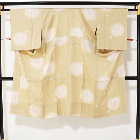 長襦袢 リサイクル 長襦袢 身丈121.5cm 裄62.4cm 袷 蔦の実 彩色有 地紋 後身頃居敷当て付き ブラウン SSサイズ お洒落 正絹 袖無双 未使用品