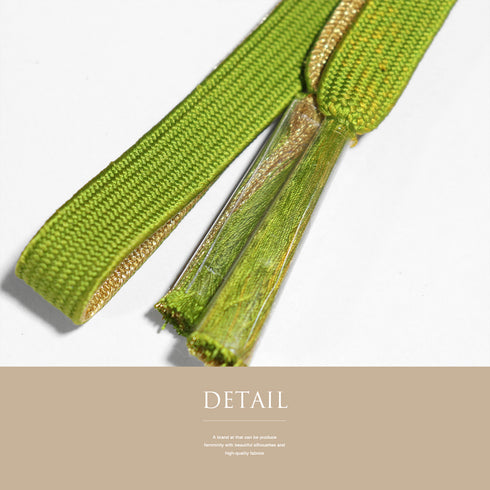 帯締め リサイクル セミフォーマル 平組紐 グリーン 正絹 新品・未使用品